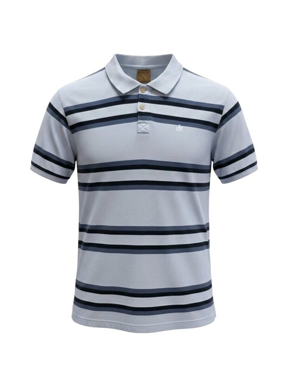 Machine Mens Polo Shirt XL Light Blue Striped Pique Cotton Preppy Vintage Y2K